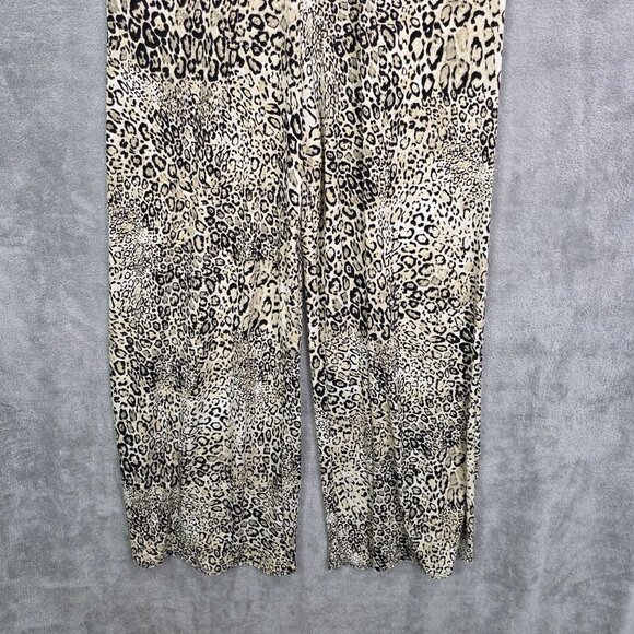 Womens Ciara Sun Woo Leopard Print Jumpsuit V Neck 3/4 Sleeves Polyester Size L - Picture 4 of 12